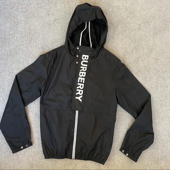 Burberry Jackets & Blazers - Burberry logo black windbreaker jacket NWOT